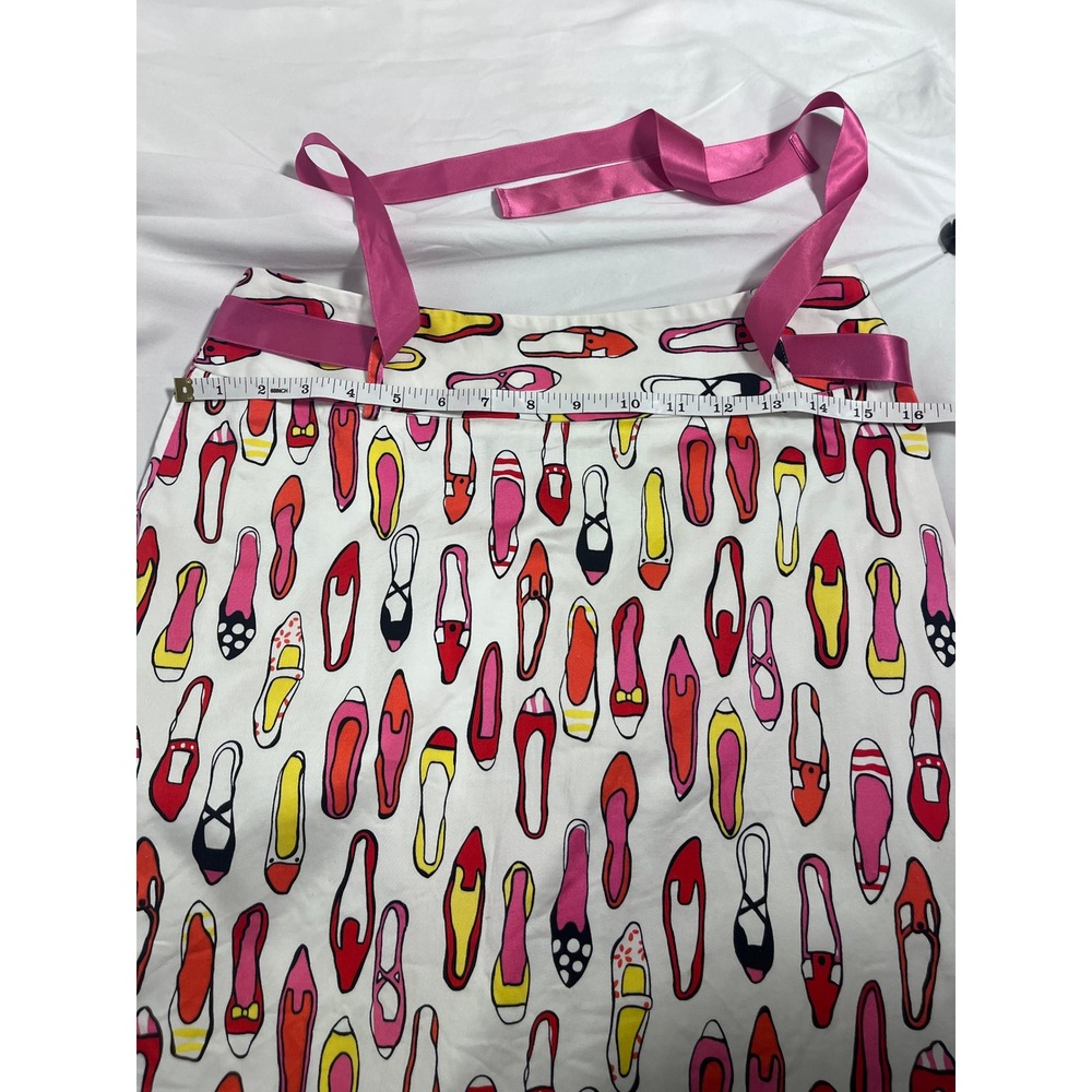 Sandra Vintage Y2K Twee Statement Shoe Print Skirt Sz 6 Pink Satin Bow Coquette - Picture 6 of 7